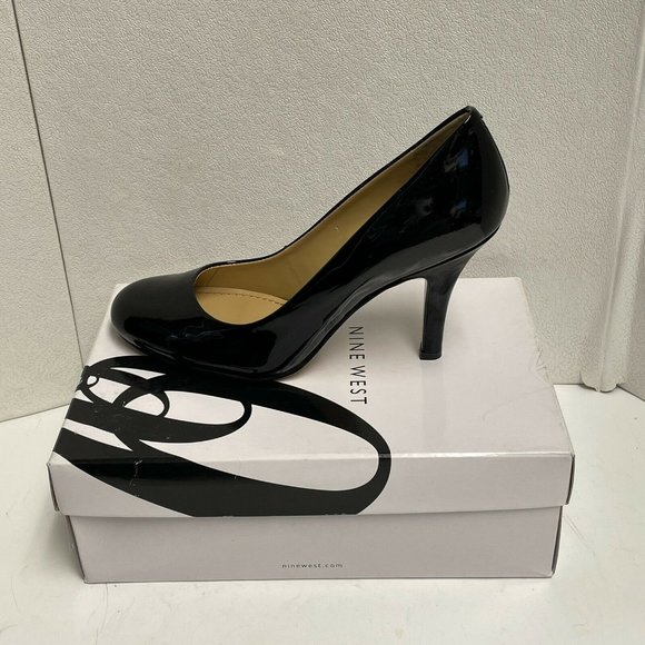 Nine West Ambitious Black High Heel Slip On Pumps Round Toe Stiletto  7M New